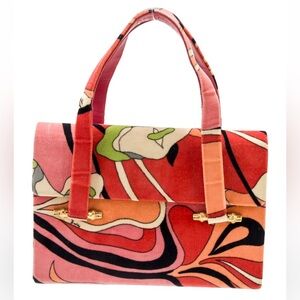 Emilio Pucci Red and Orange Vintage Rare Top Handle Bag